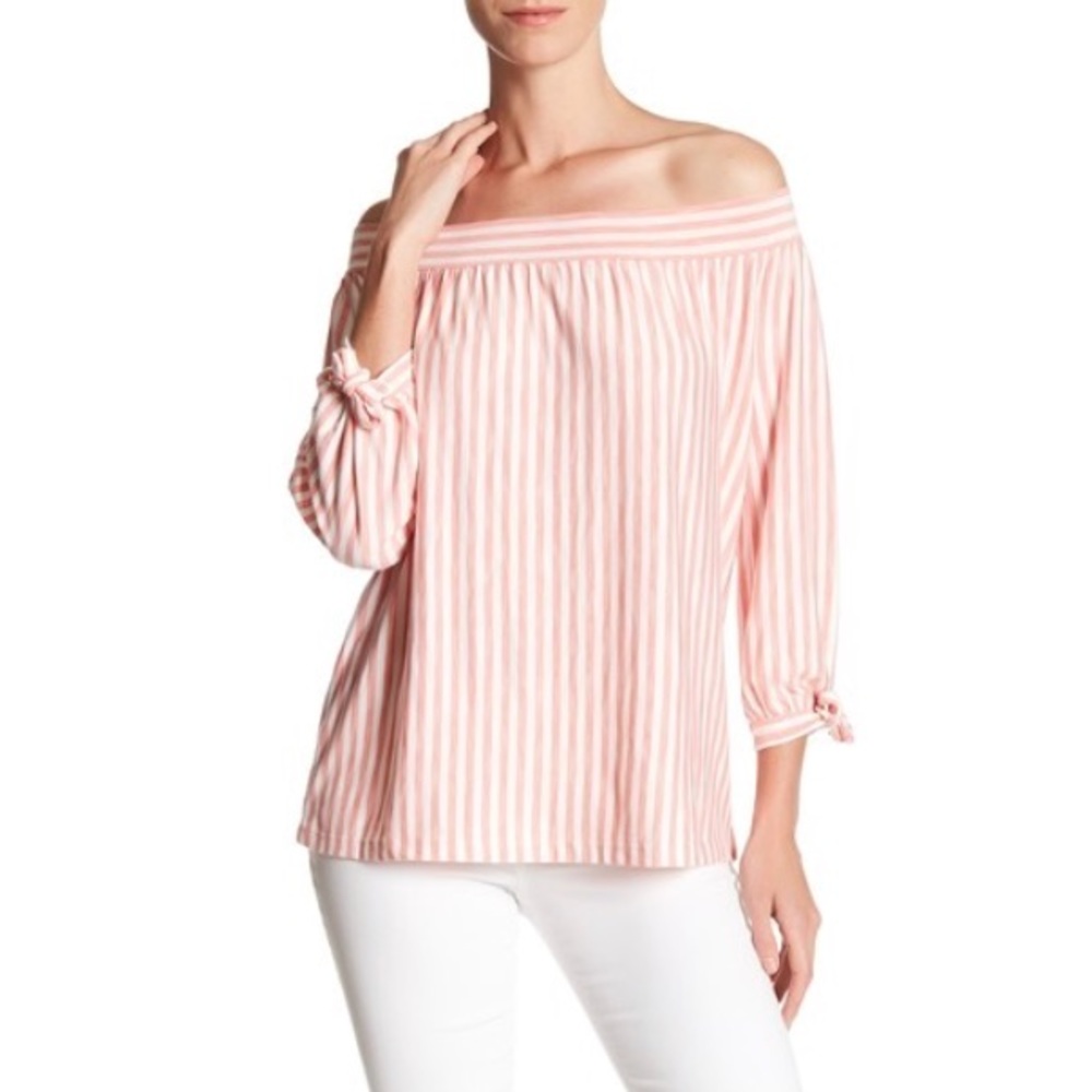 Max Studio Off The Shoulder Striped Knit Top NWT